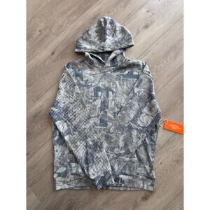 Negative Space Mens Small Camo Waffle Knit Pullover Hoodie Sweatshirt NEW
